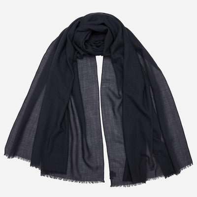 Navy Italian Wool Silk Scarf