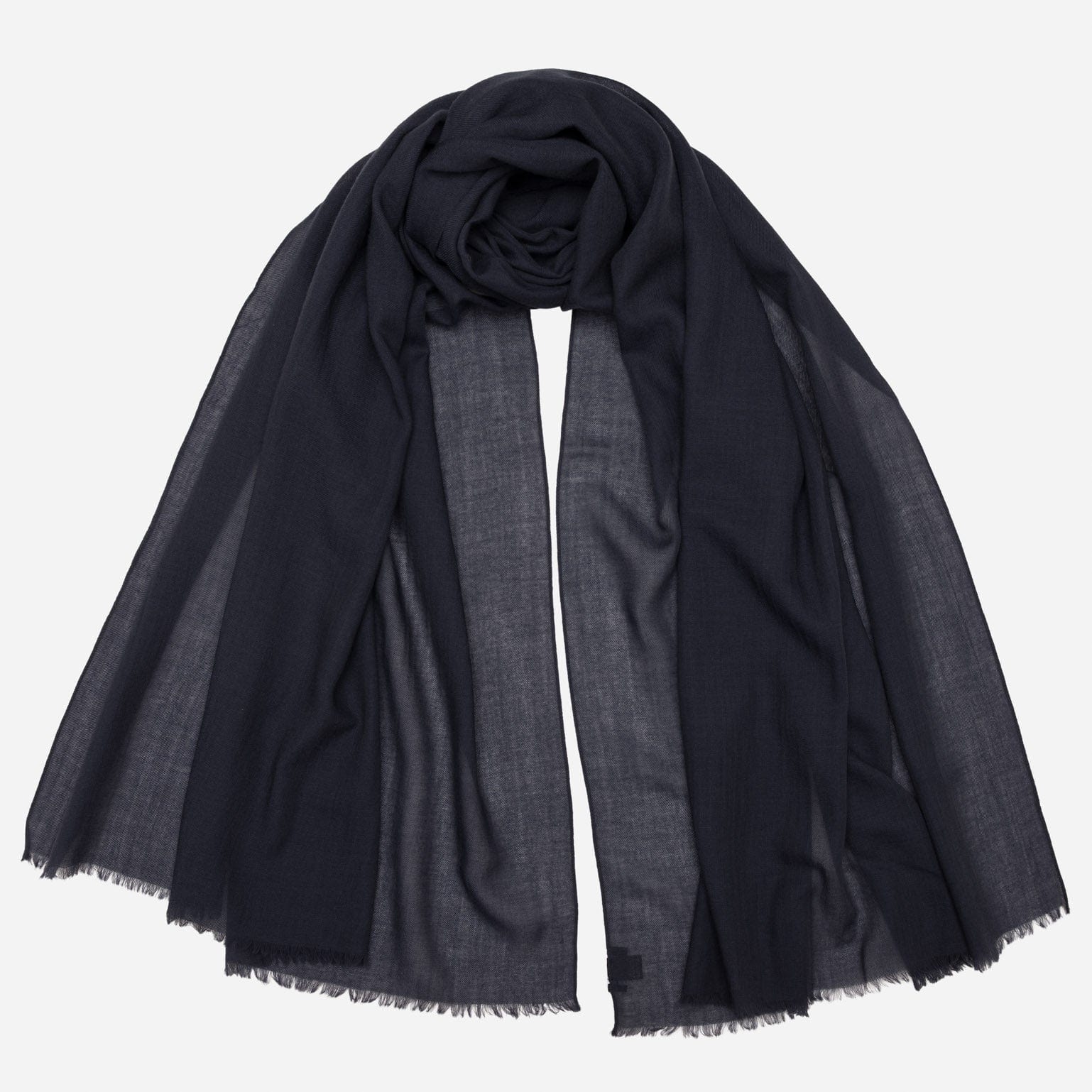 Navy Italian Wool Silk Scarf