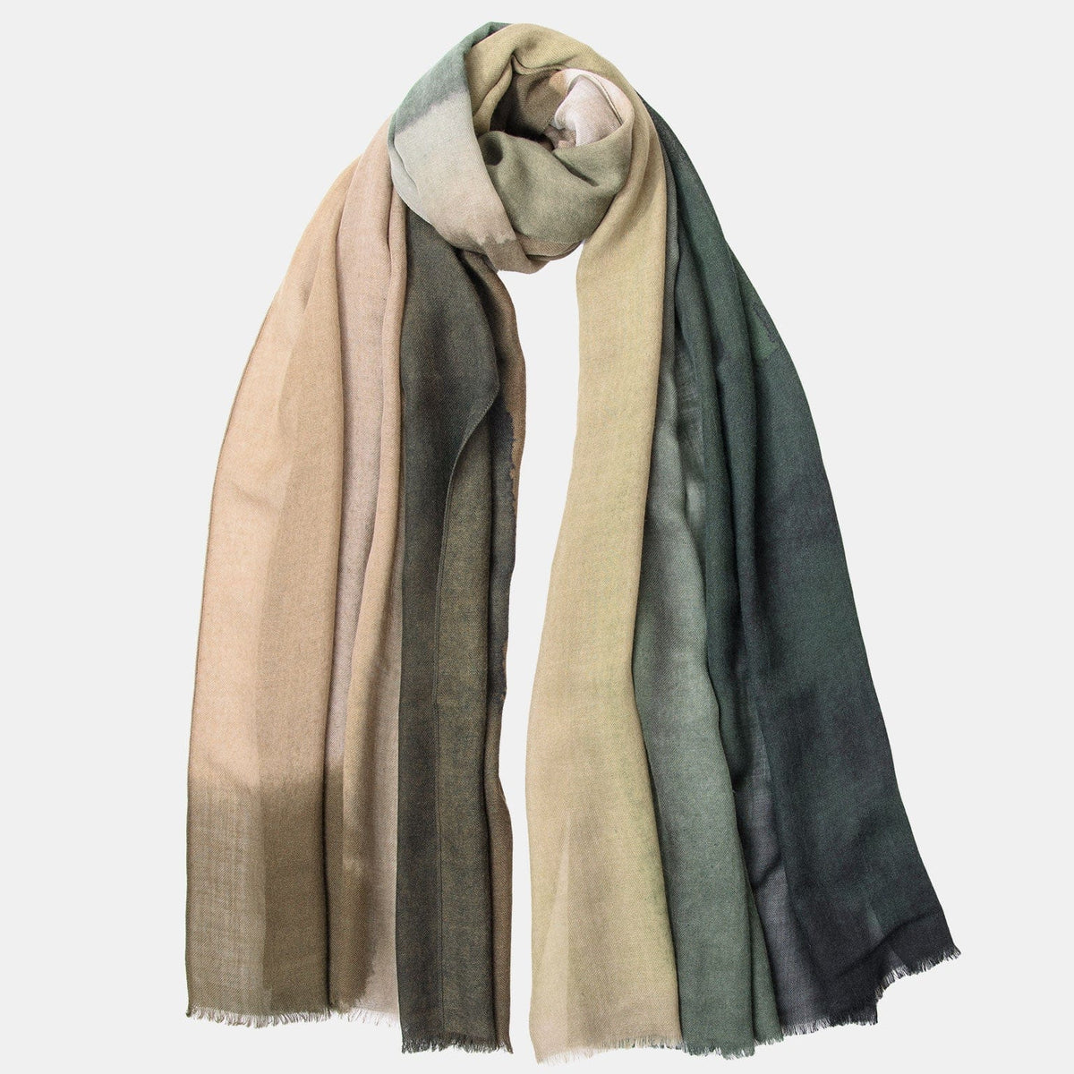 Olive Green Italian Wool Silk Scarf