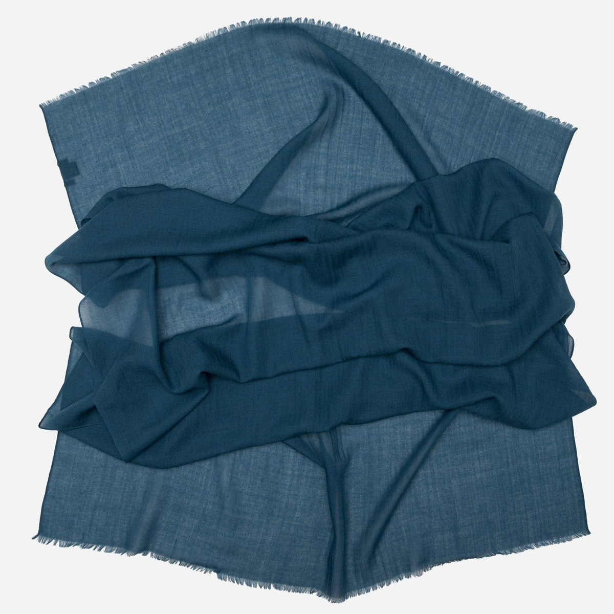 Petrol Blue Italian Wool Silk Scarf