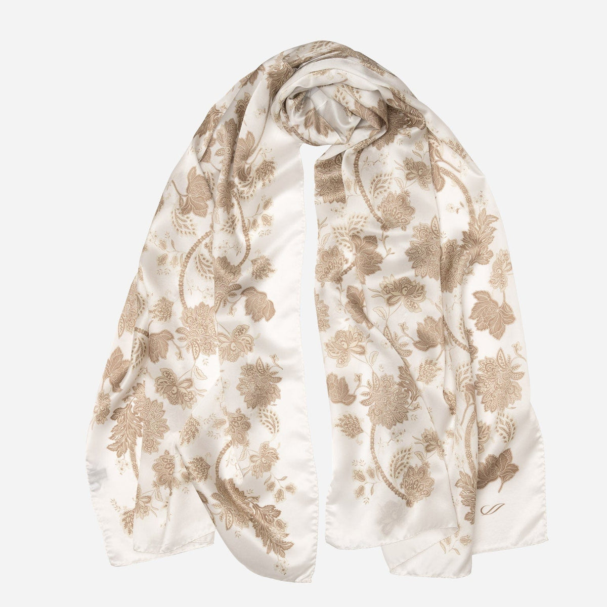 Italian Silk Satin Evening Shawl - White