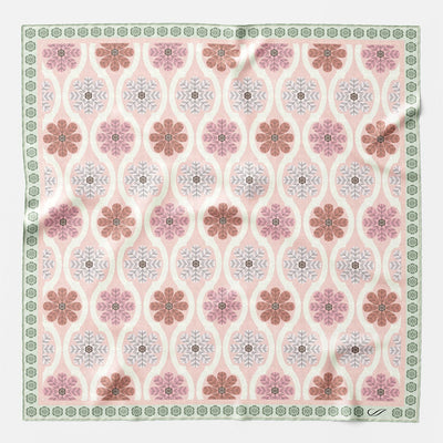 Large Pink Hand Rolled Silk Pocket Square