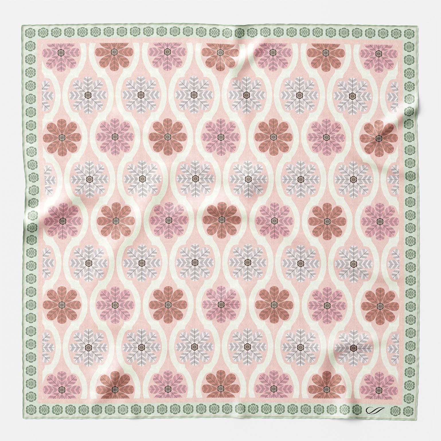 Large Pink Hand Rolled Silk Pocket Square