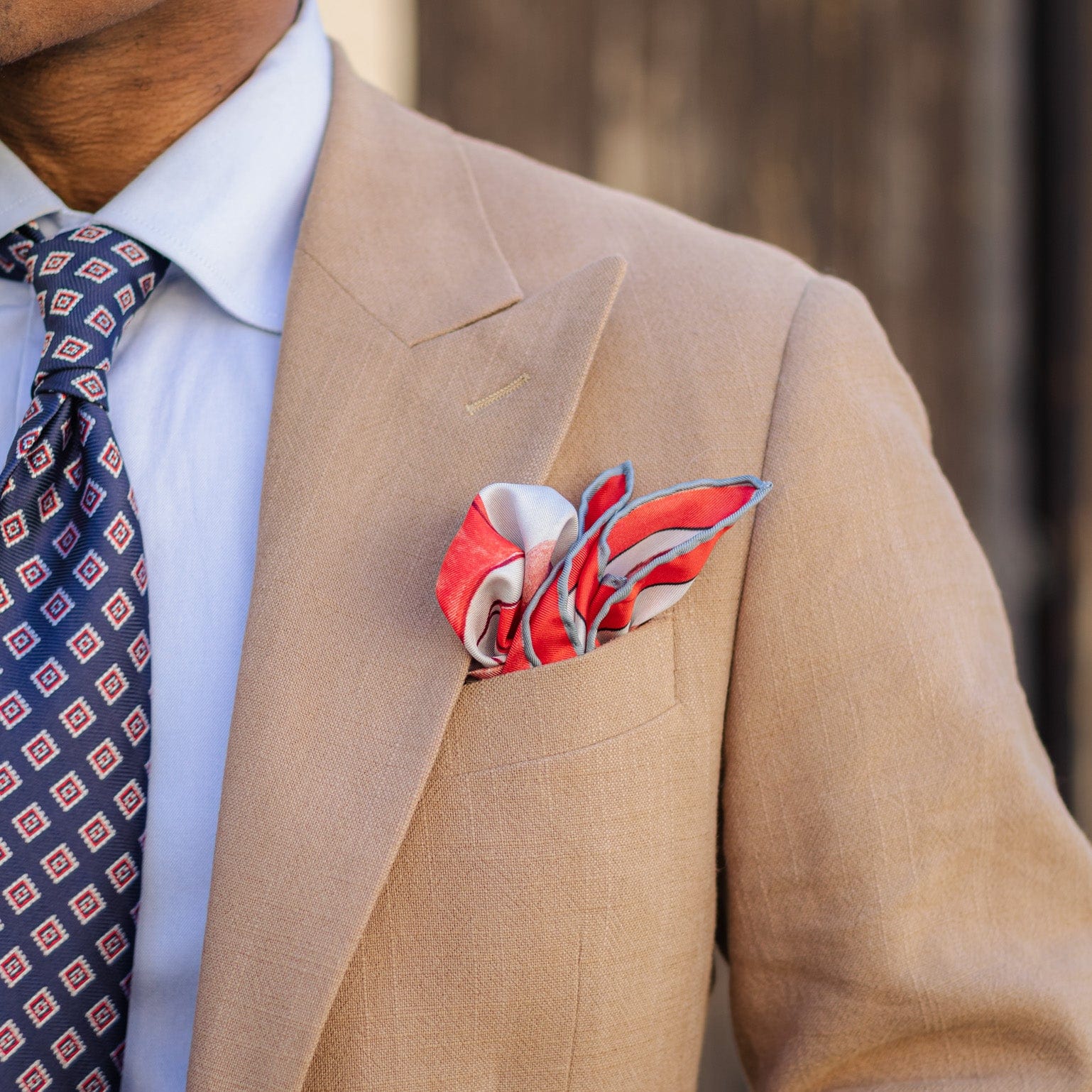 Luxury handmade Italian silk pocket square hand rolled