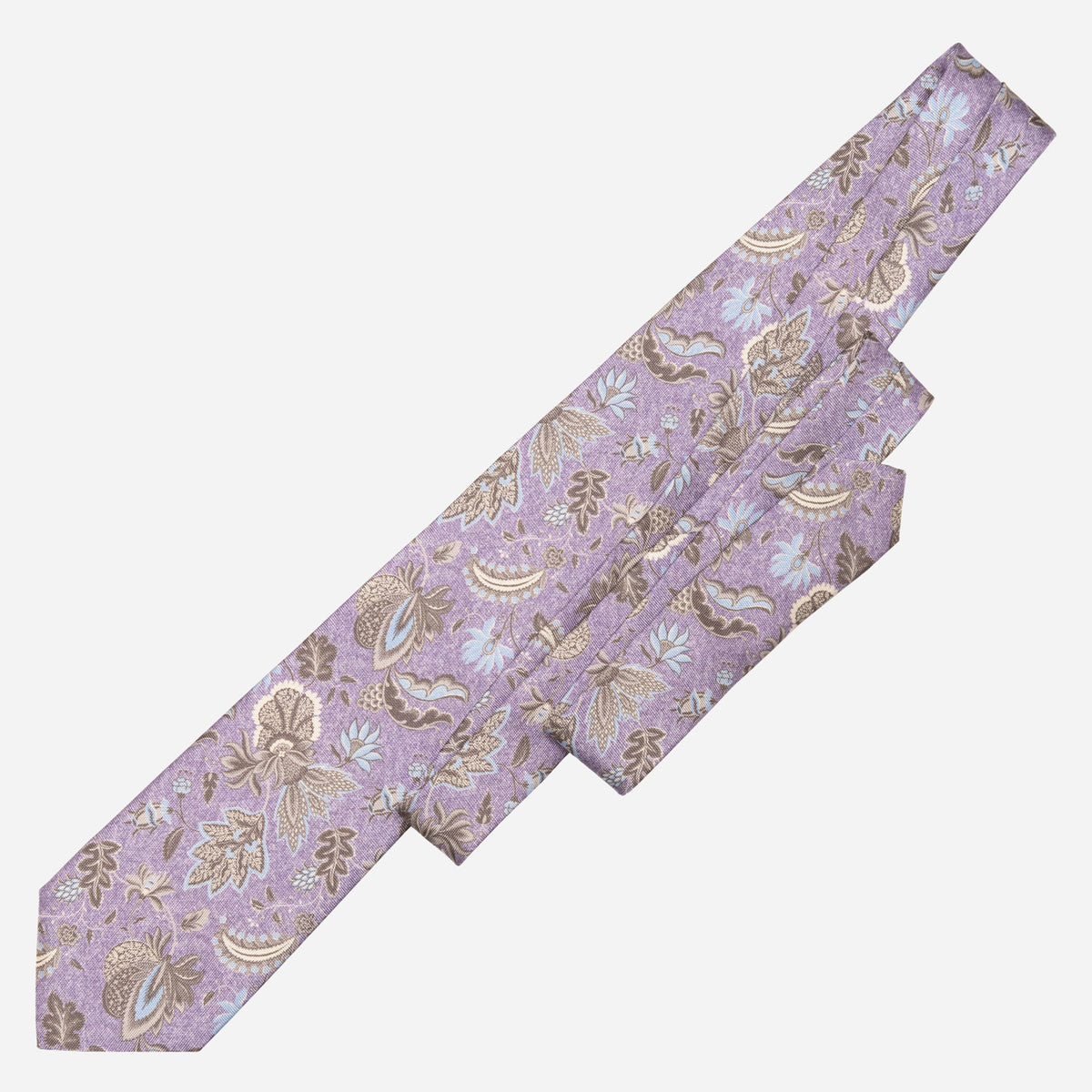 Handmade Lavender Floral Italian Silk Tie