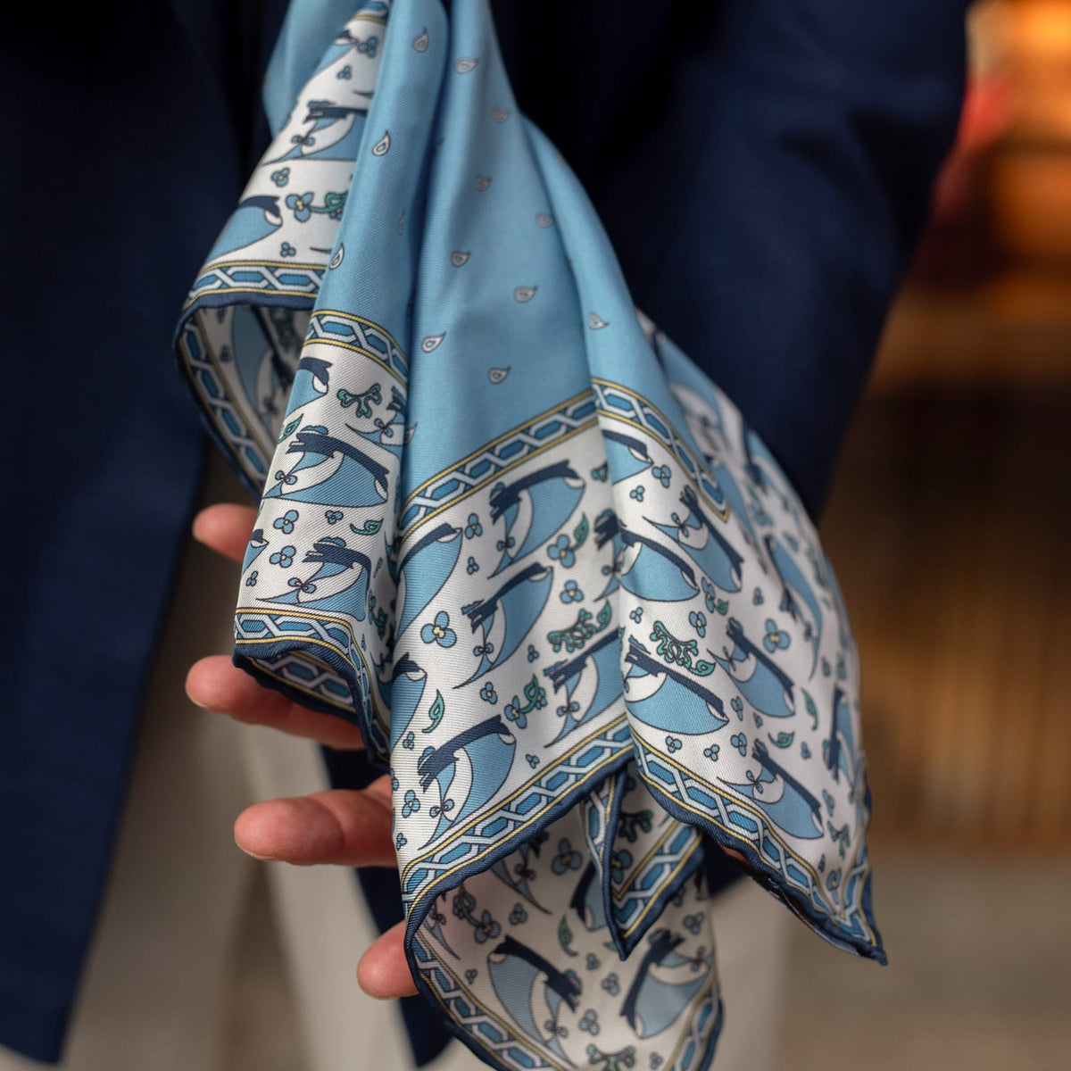 Light Blue Italian Silk Pocket Square