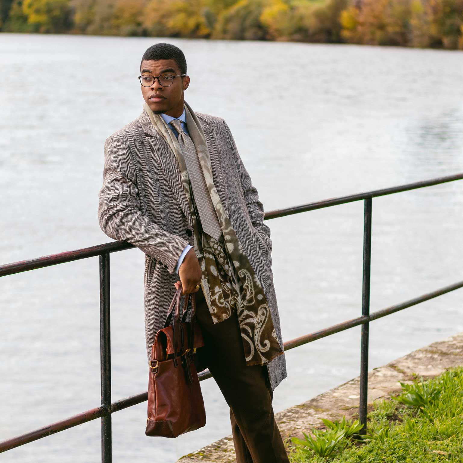 Men's lightweight soft Italian designer wool scarf