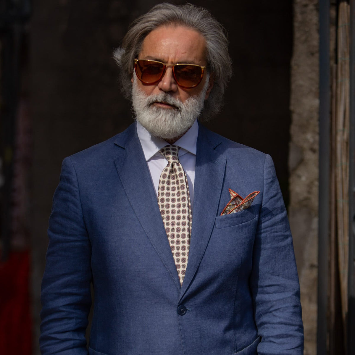 Handmade Cream Madder Silk Italian Tie