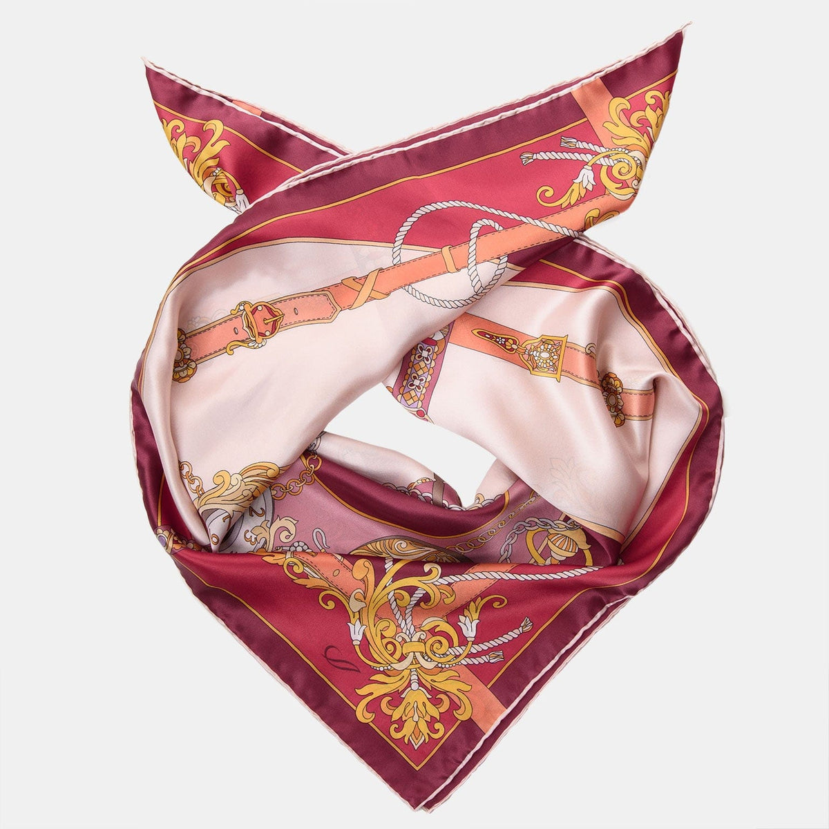 Magenta Pocket Watch Design Silk Square Scarf