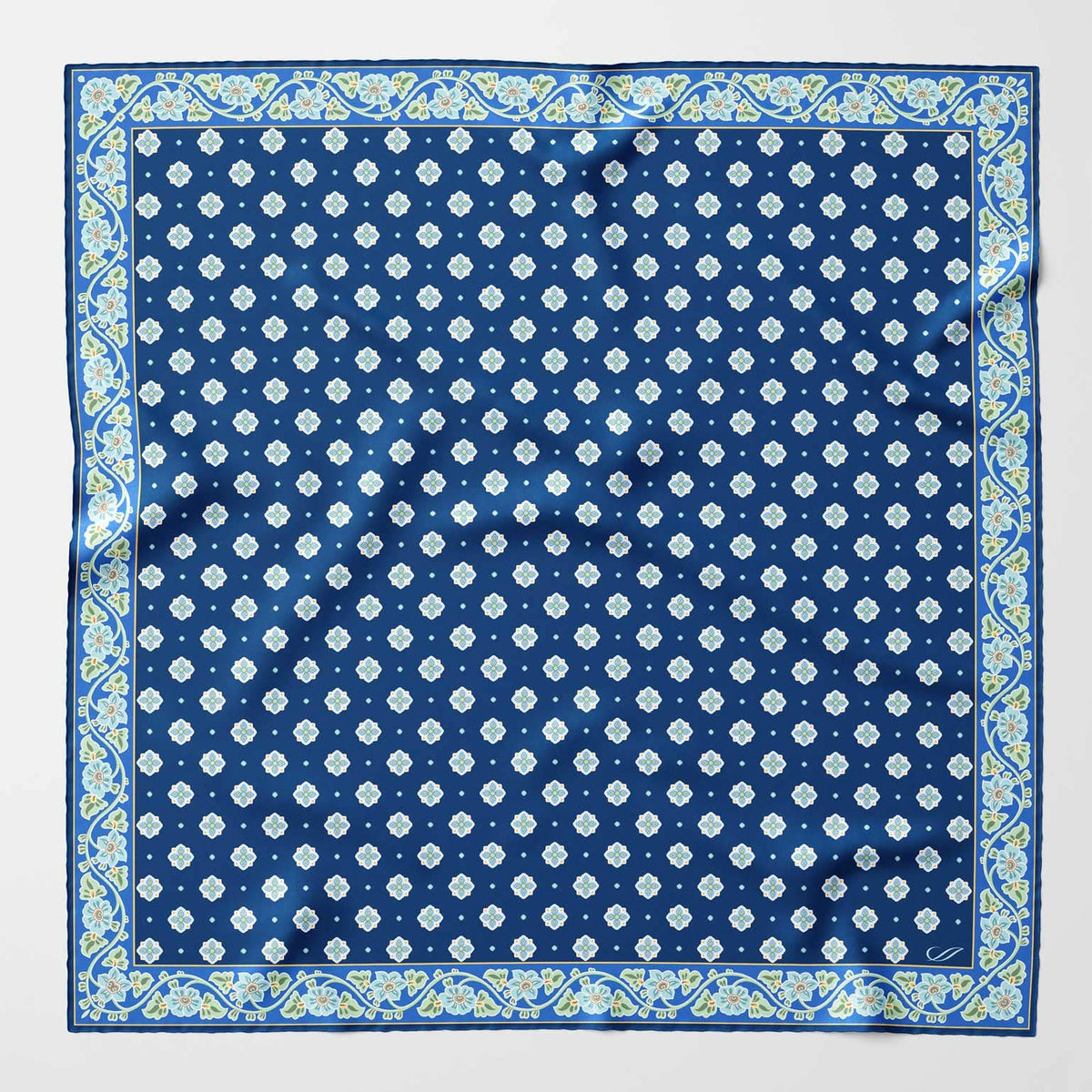 Large Mens Blue Italian Silk Bandana