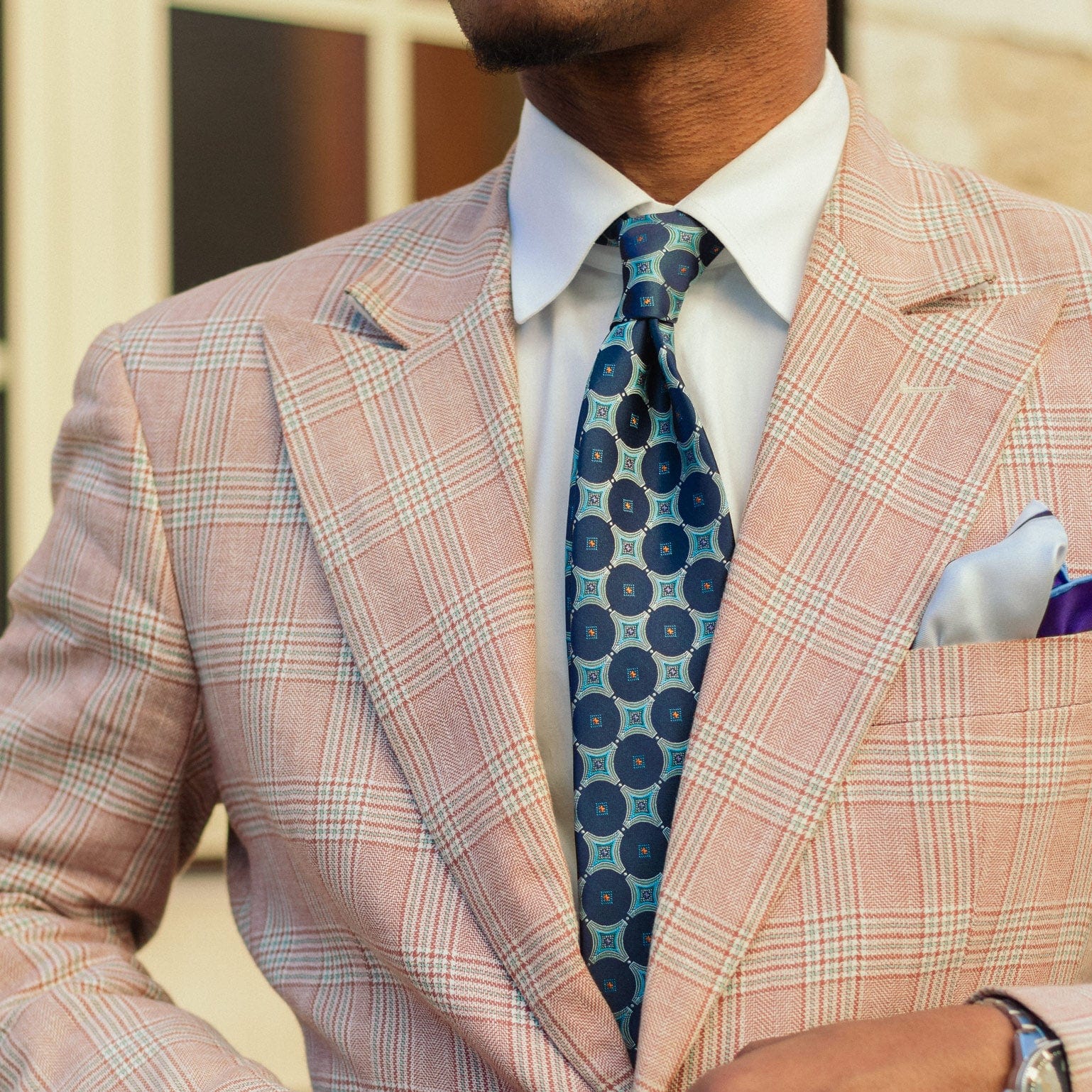 Sea Blue Italian Silk Handmade Tie