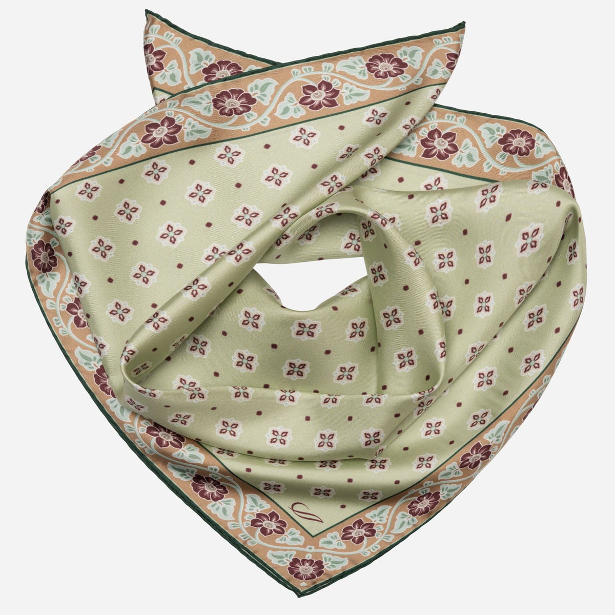 Large Mens Green Italian Silk Bandana