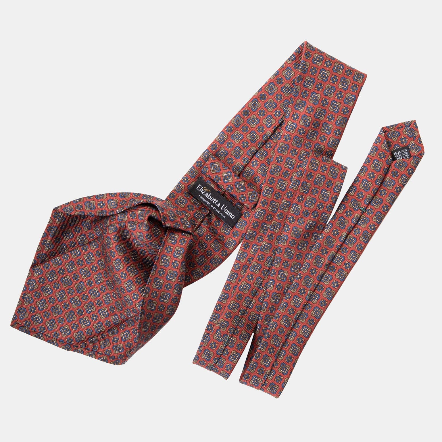 Luxury Red Silk Tie - 3 Fold - Handmade in Como Italy - Elizabetta