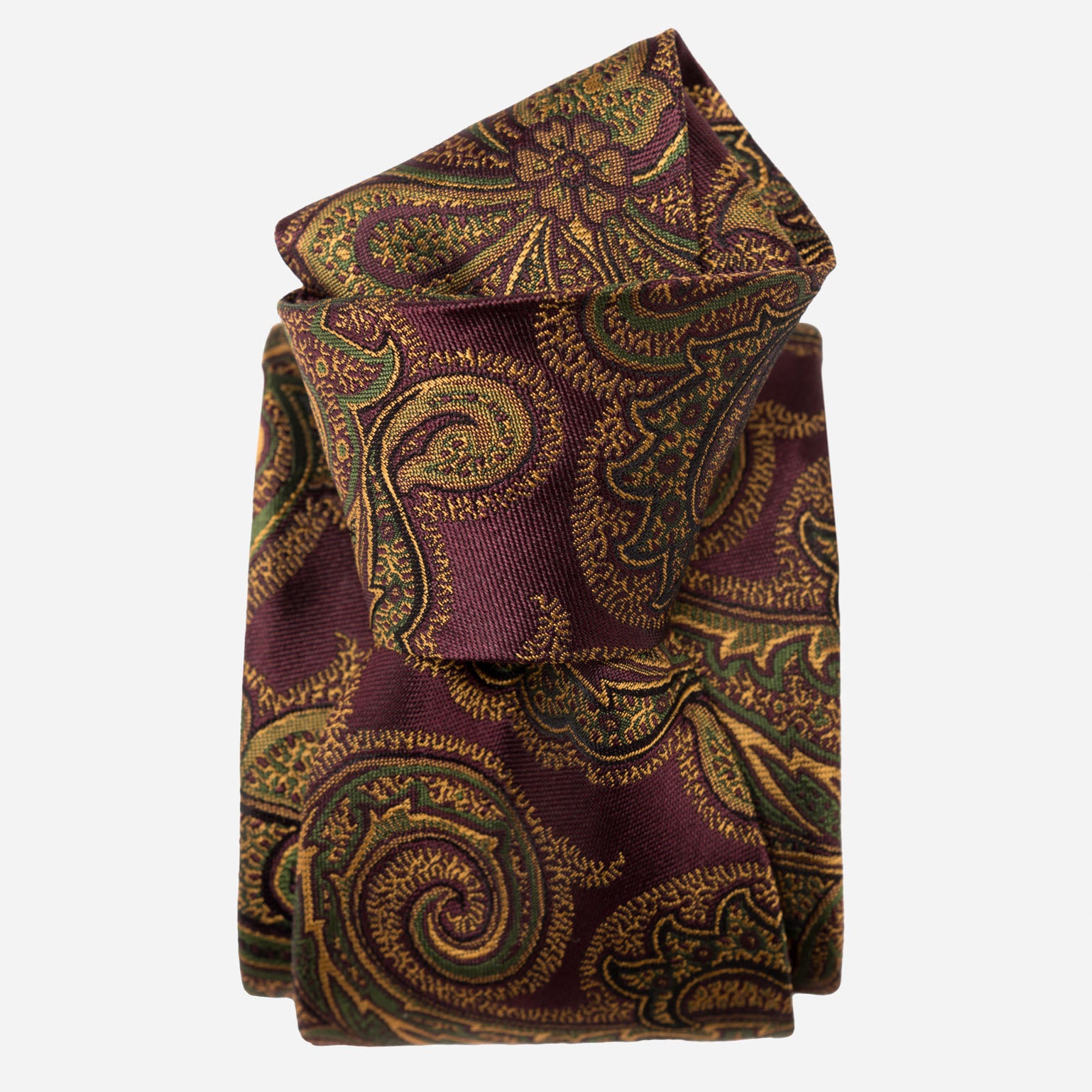 Burgundy Paisley Handmade Italian Silk Tie