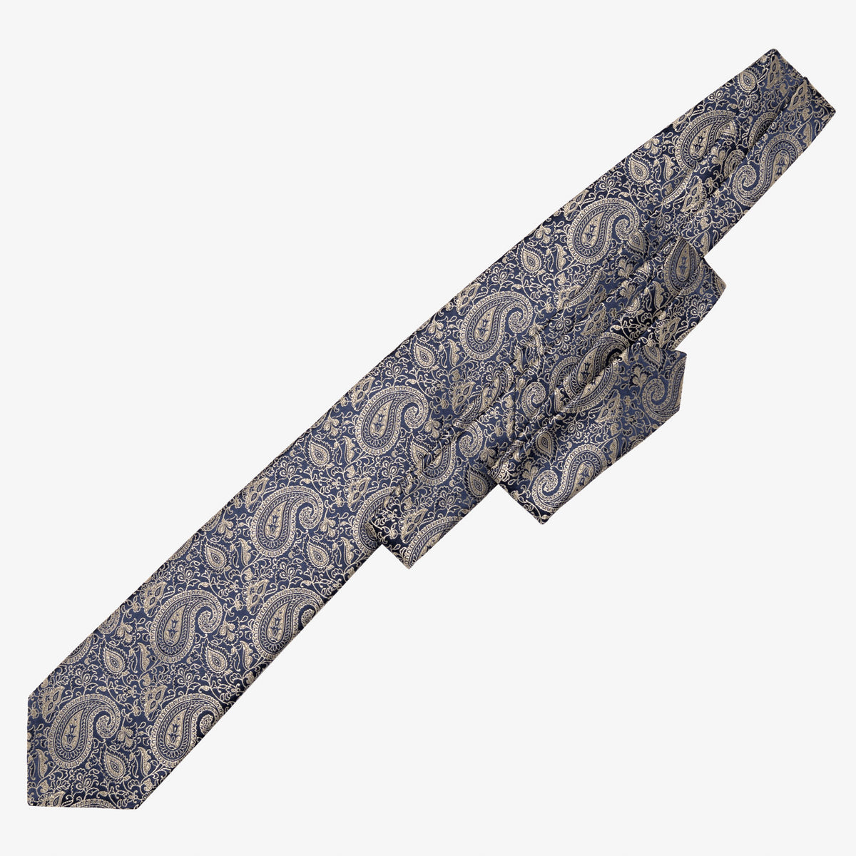 Navy and Pewter Paisley Italian Silk Tie