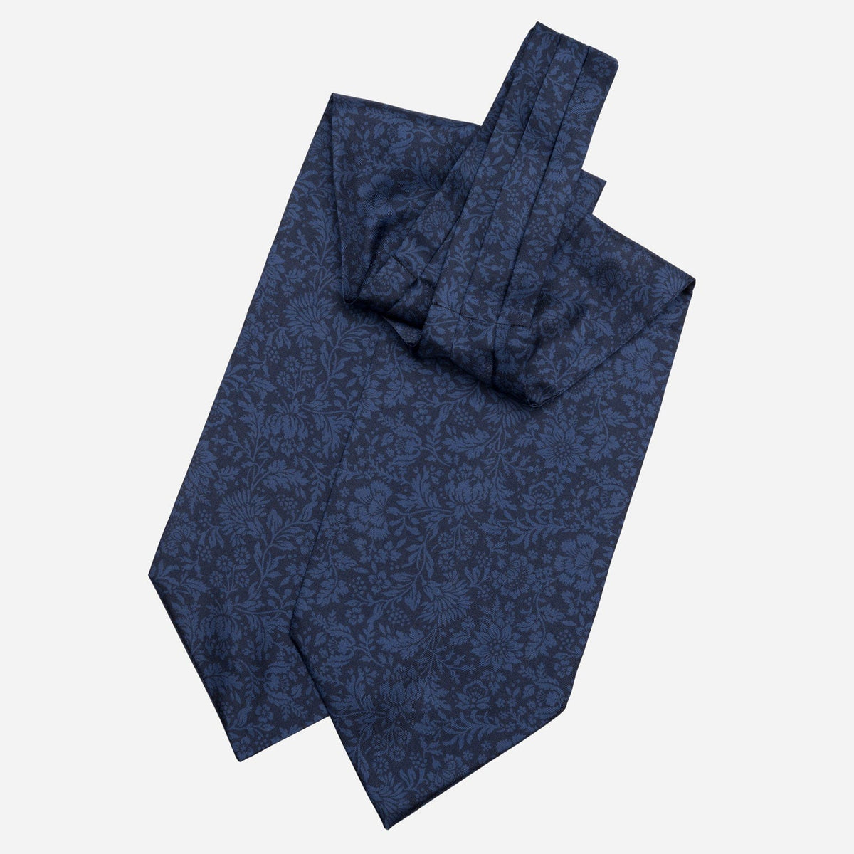 Midnight Blue Floral Italian Silk Ascot Tie