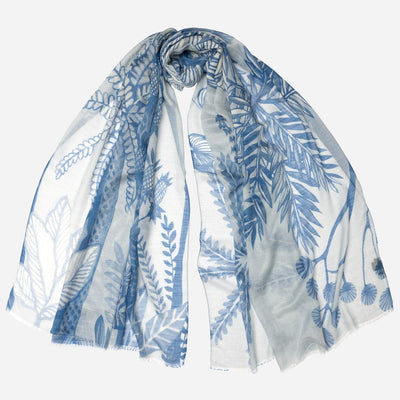 Blue Modal Cotton Silk Square Scarf