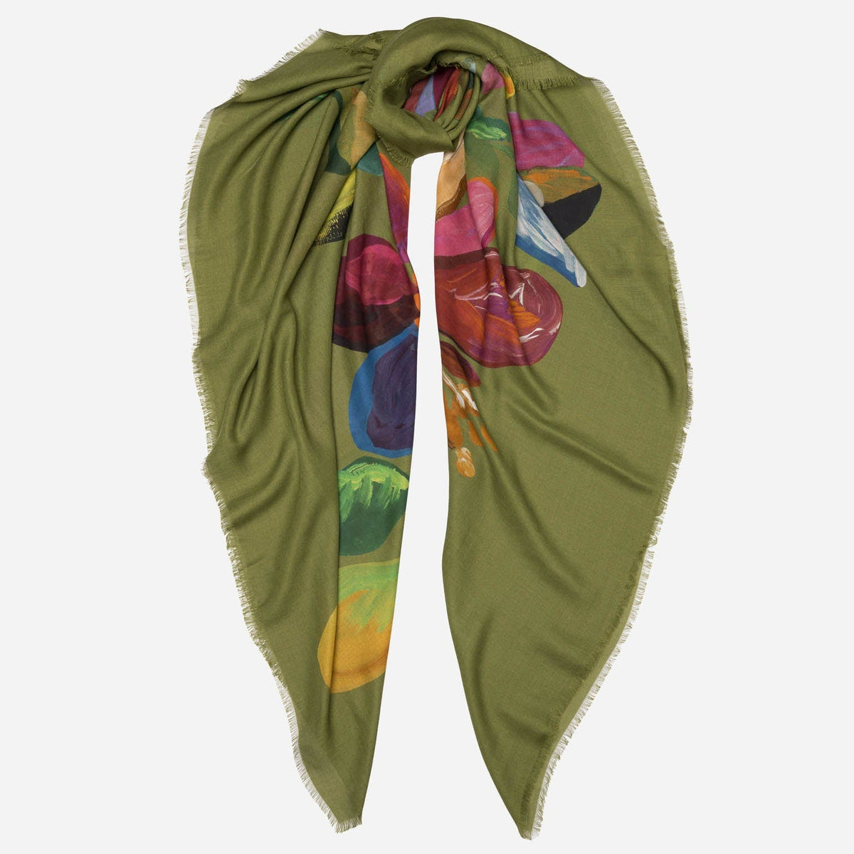 Large Green Modal Cashemere Square Scarf