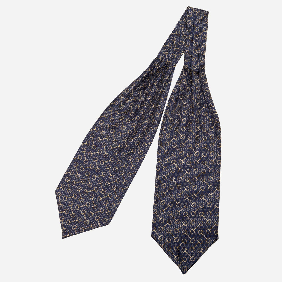 Navy Blue Italian Silk Ascot Tie Day Cravat