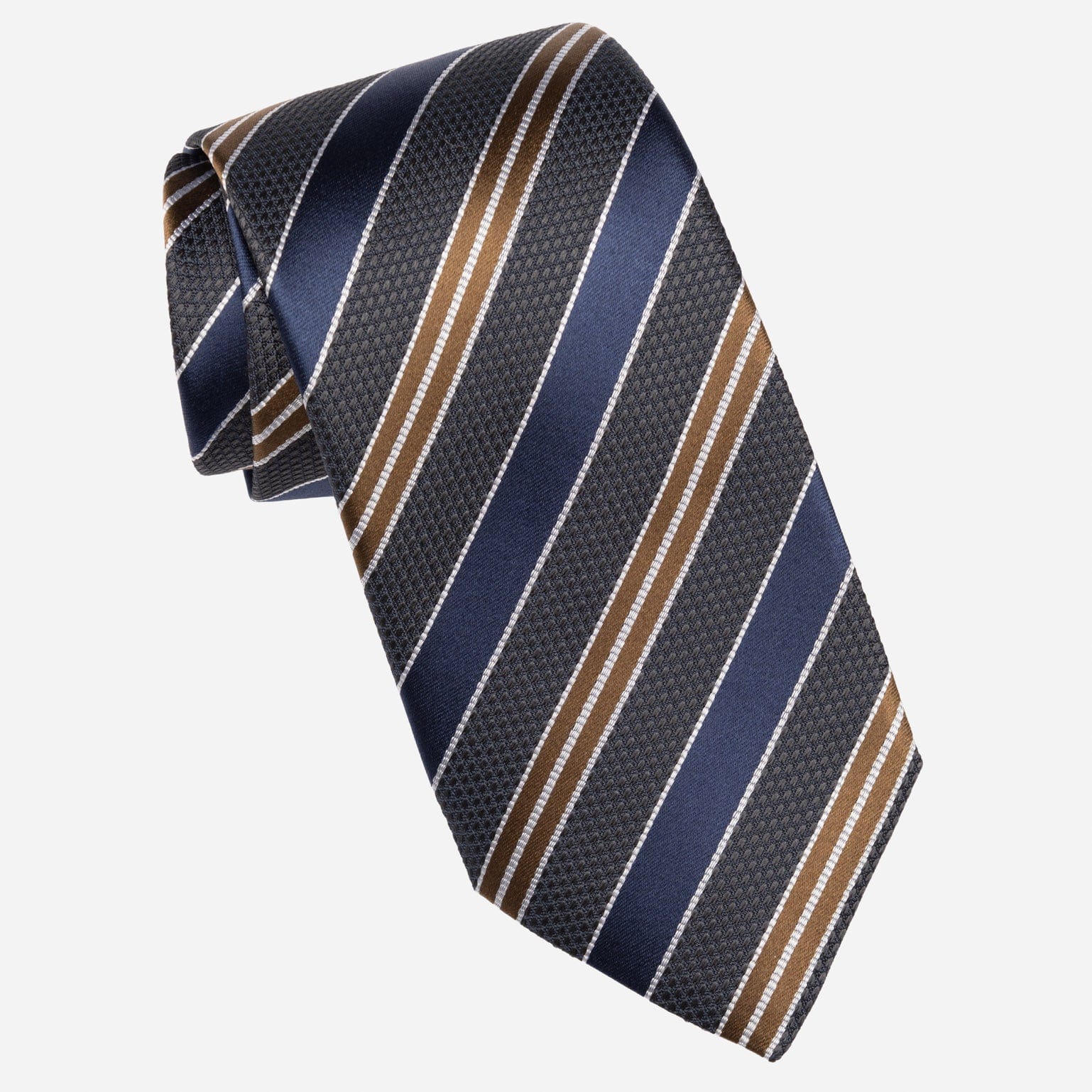 Black and Navy Striped Italian Silk Tie