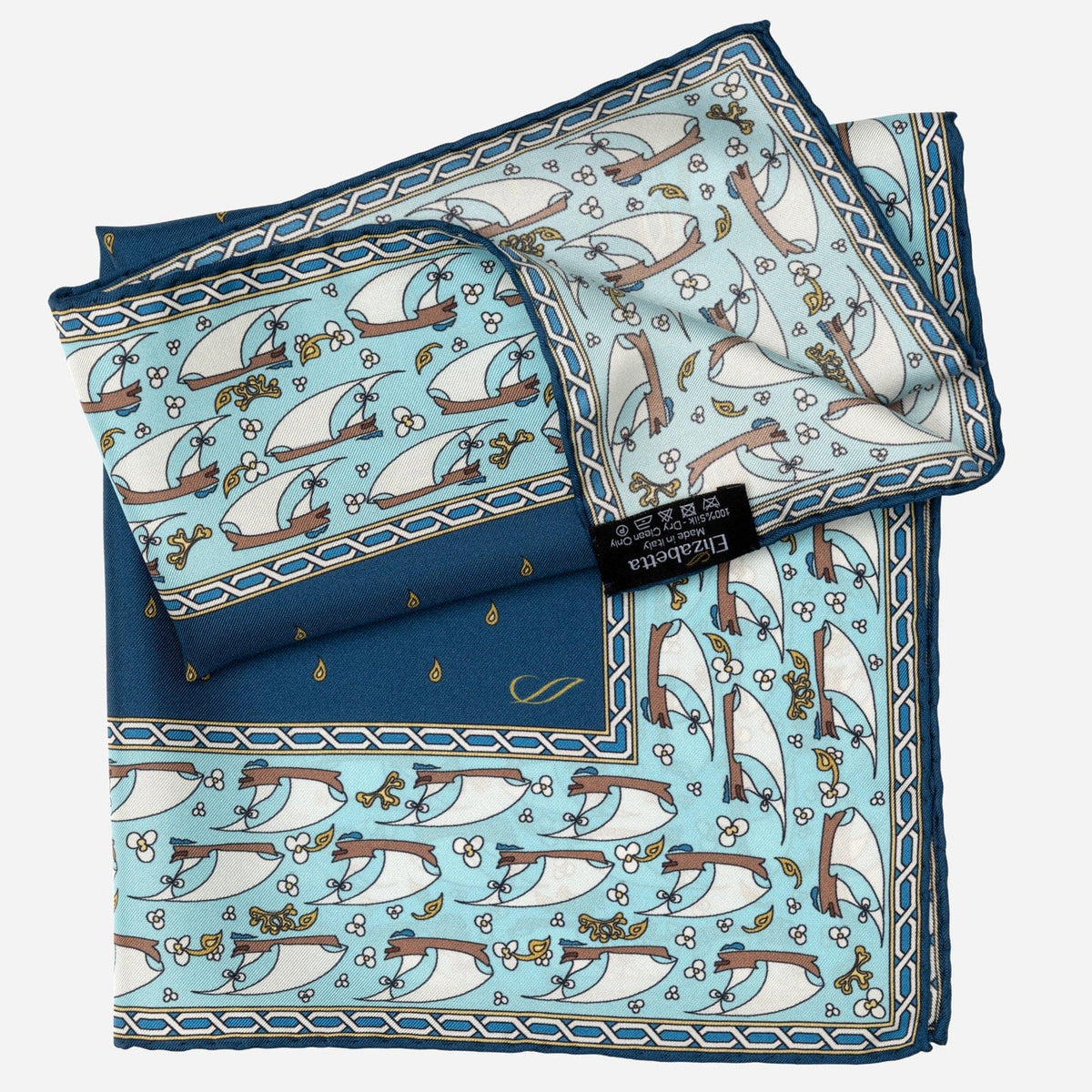 Italian Designer Navy Silk Pocket Square