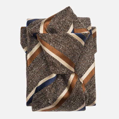 Oak Brown Striped Italian Handmade Silk Tie