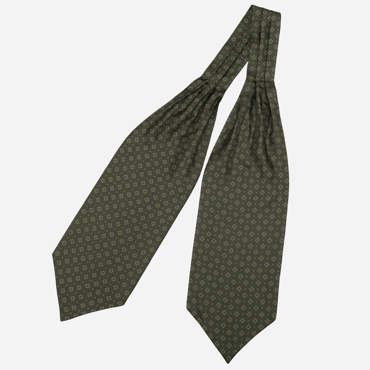 Olive Green Italian Silk Ascot Tie Day Cravat