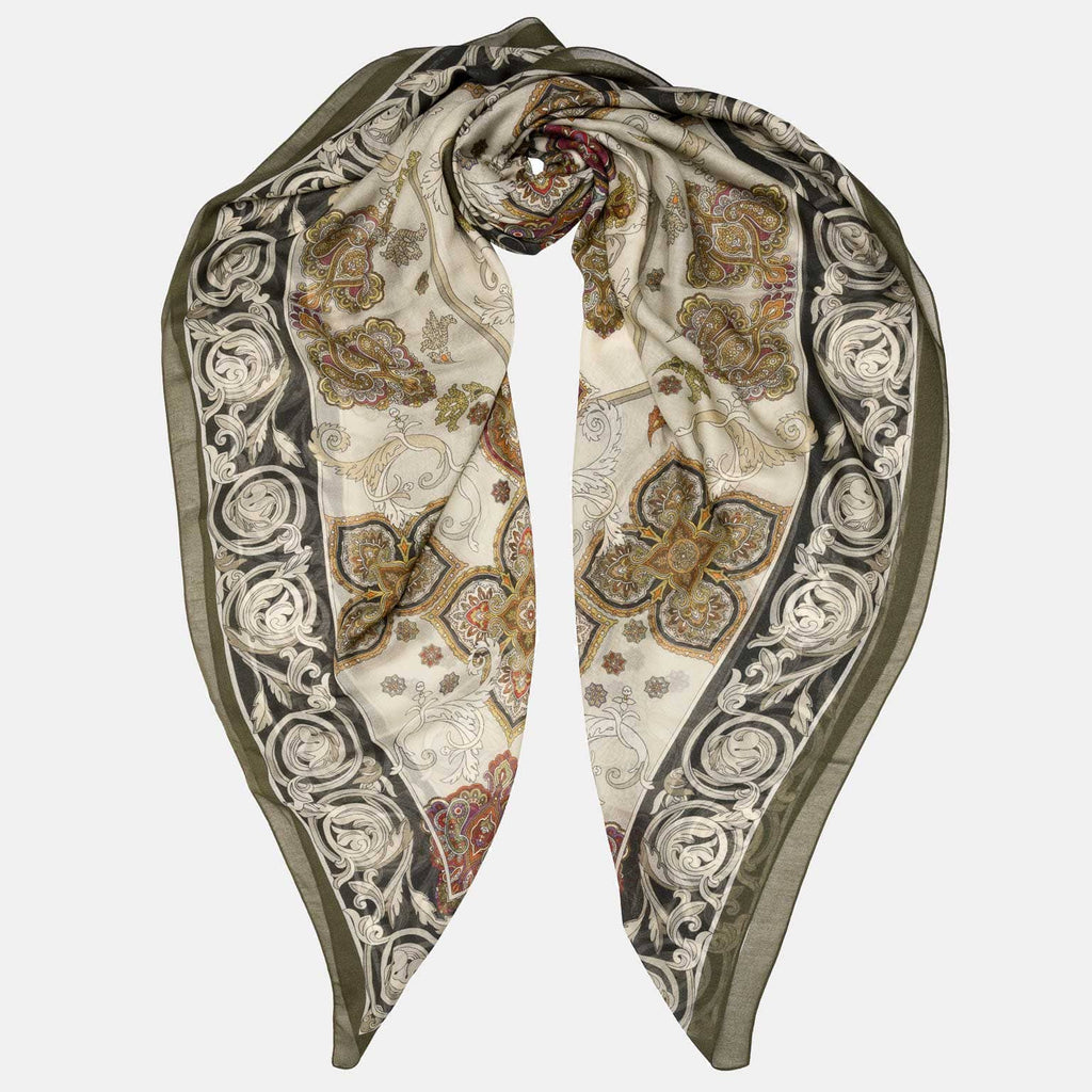 Olive Green Modal Cashmere Square Scarf