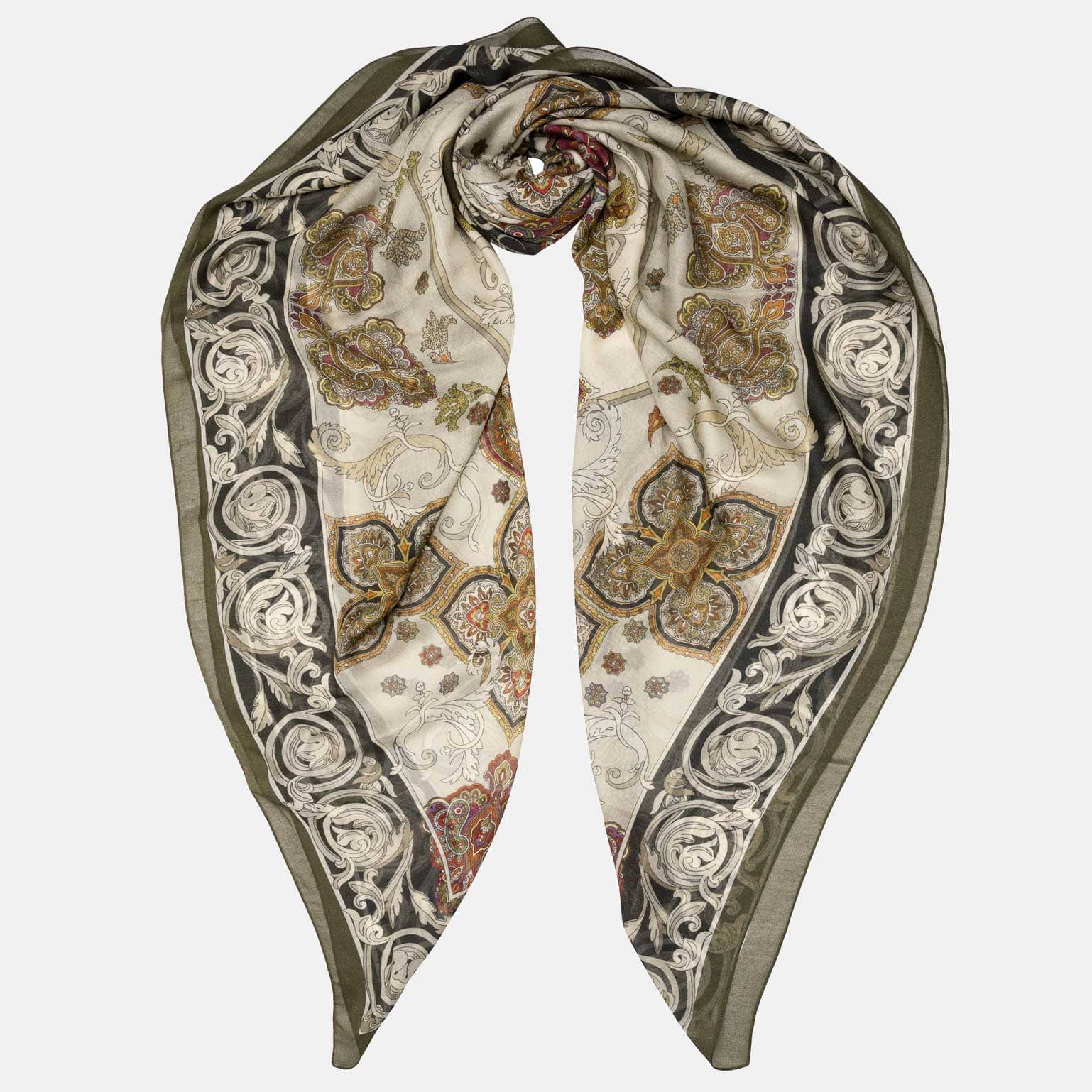 Olive Green Modal Cashemere Square Scarf