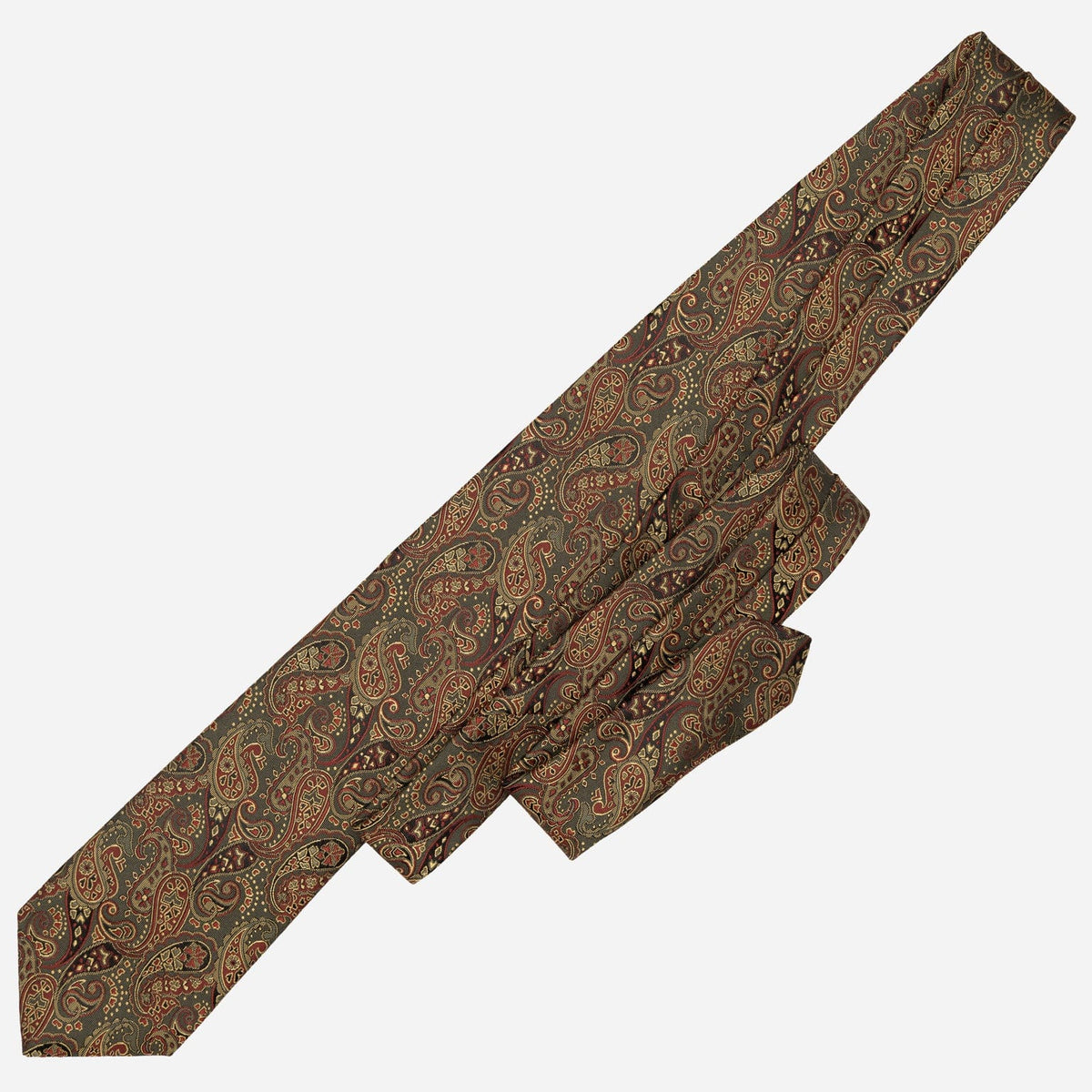 Italian Green Paisley Handmade Silk Tie
