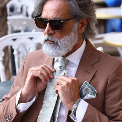 Handmade Jade Green Floral Italian Silk Tie