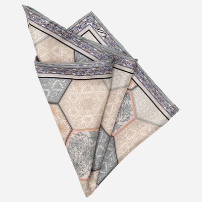Peach and Grey Italian Silk Pocket Square
