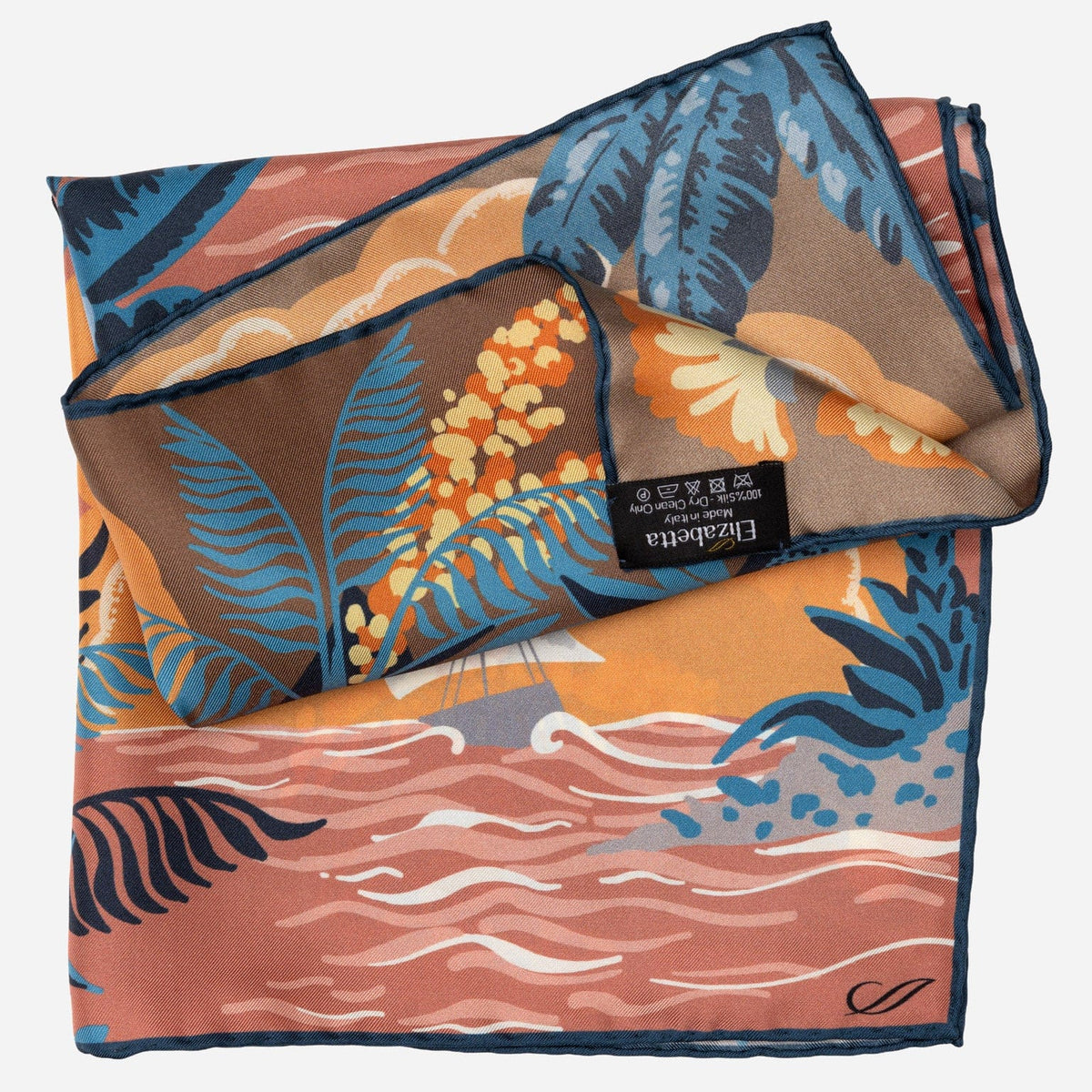 Italian Designer Peach Silk Pocket Square