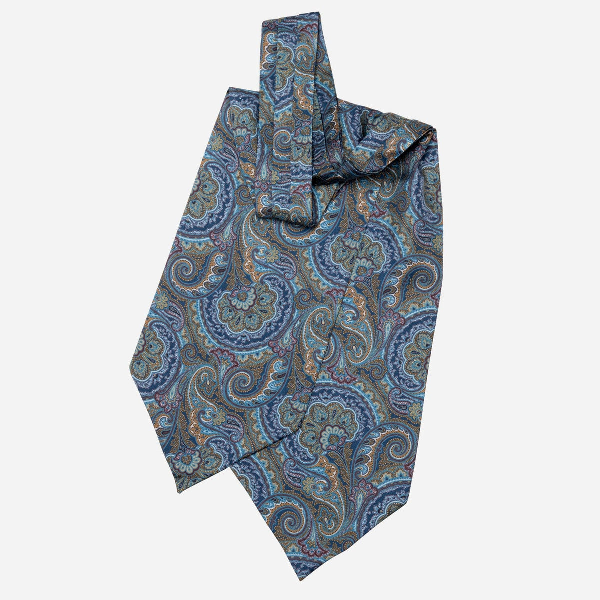 Petrol Blue Paisley Italian Silk Ascot Tie