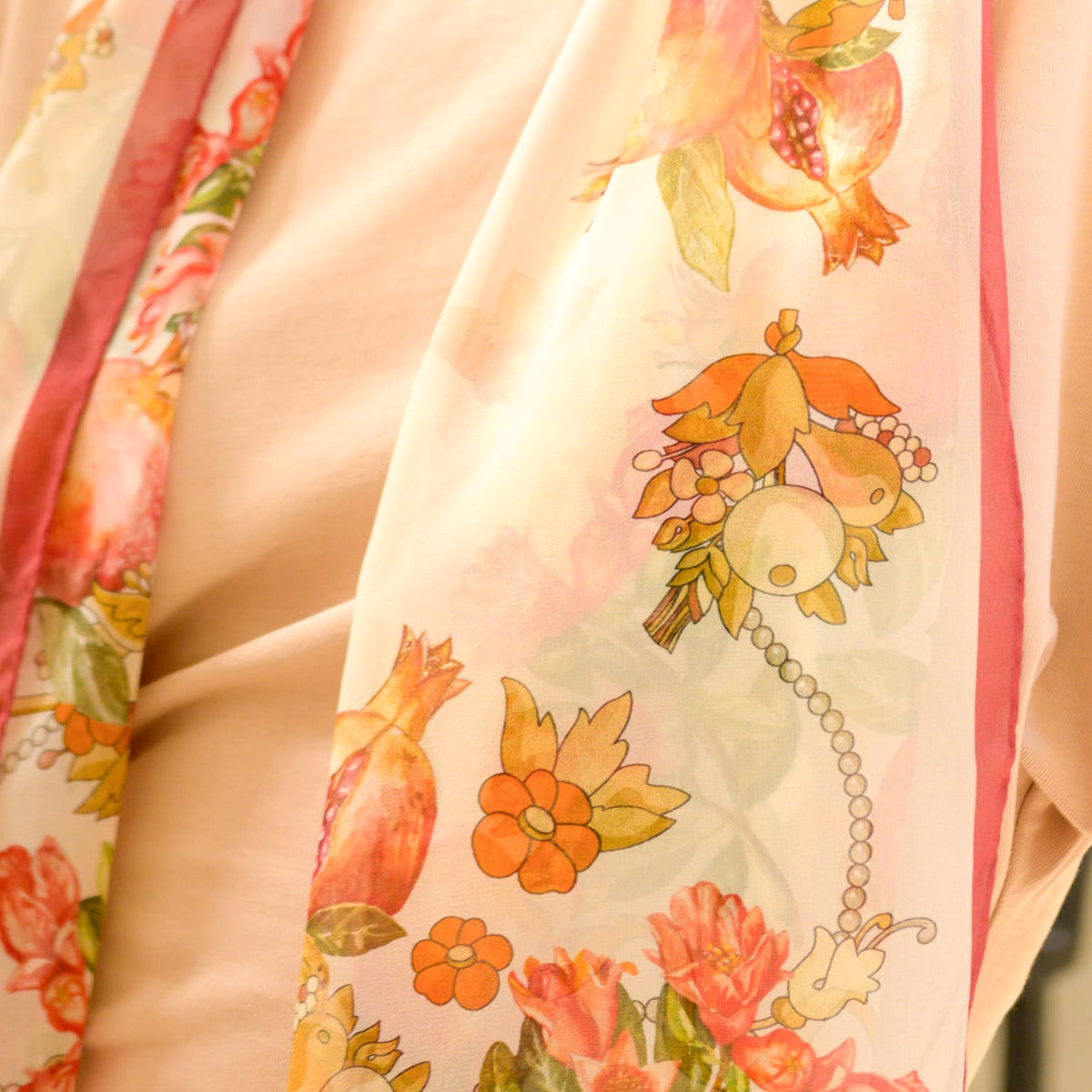luxury pink silk Italian scarf.