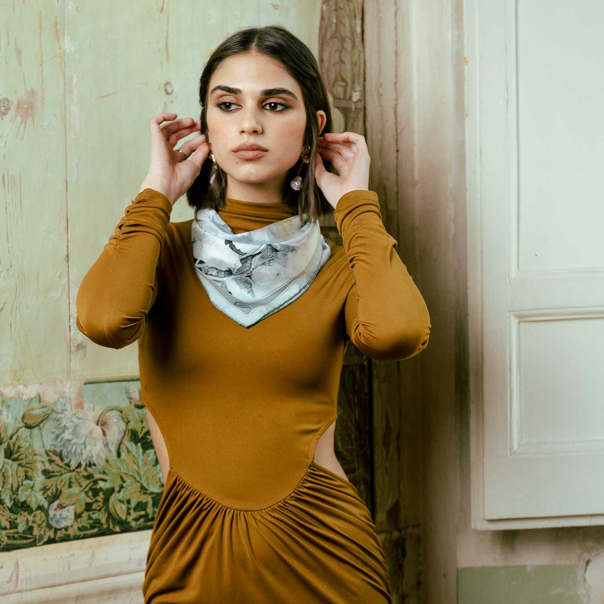 Women's Silk Bandana Blue Floral