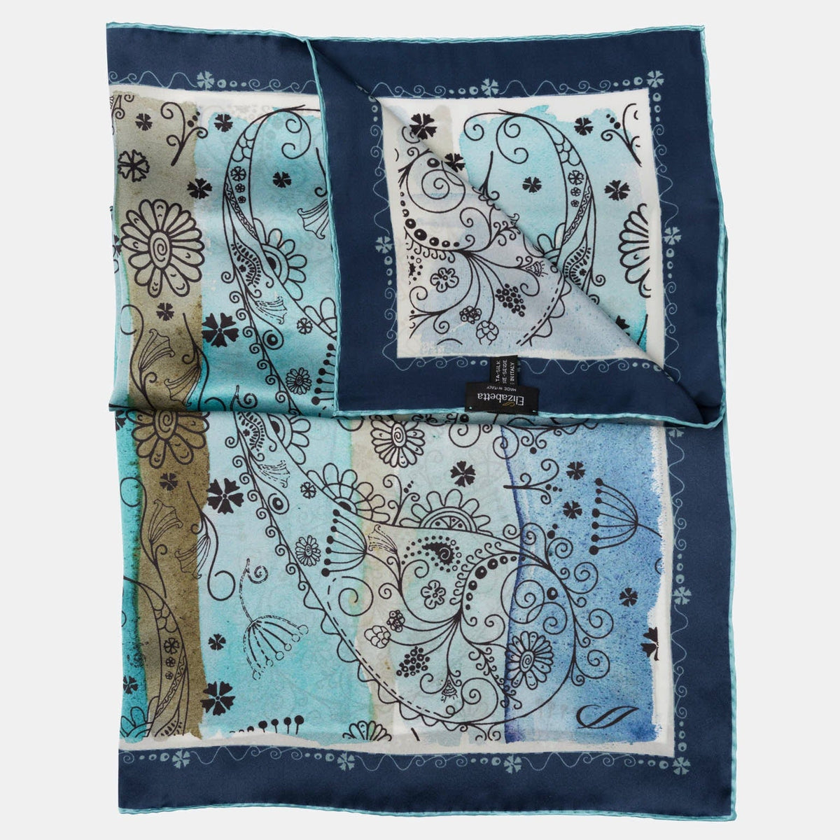 Blue and Turquoise Silk Neckerchief