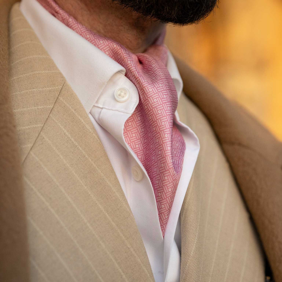 Handmade pink silk ascot tie