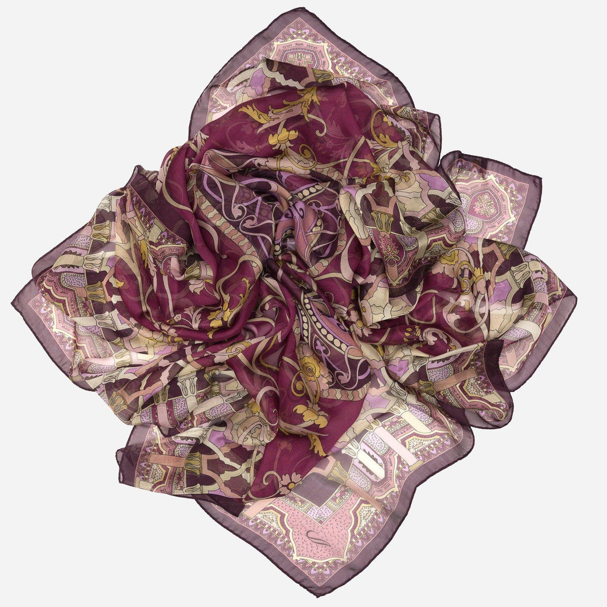 Raspberry Floral Silk Large Shawl Wrap