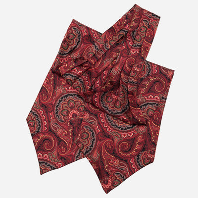 Red Paisley Italian Silk Ascot Tie Day Cravat