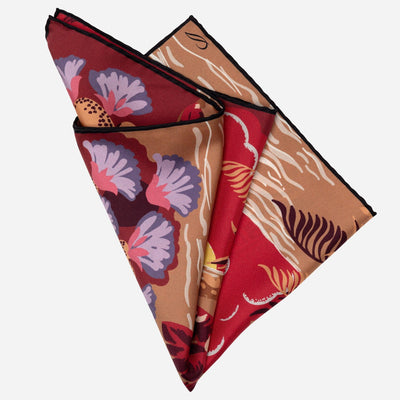 Italian Designer Silk Pocket Square Red