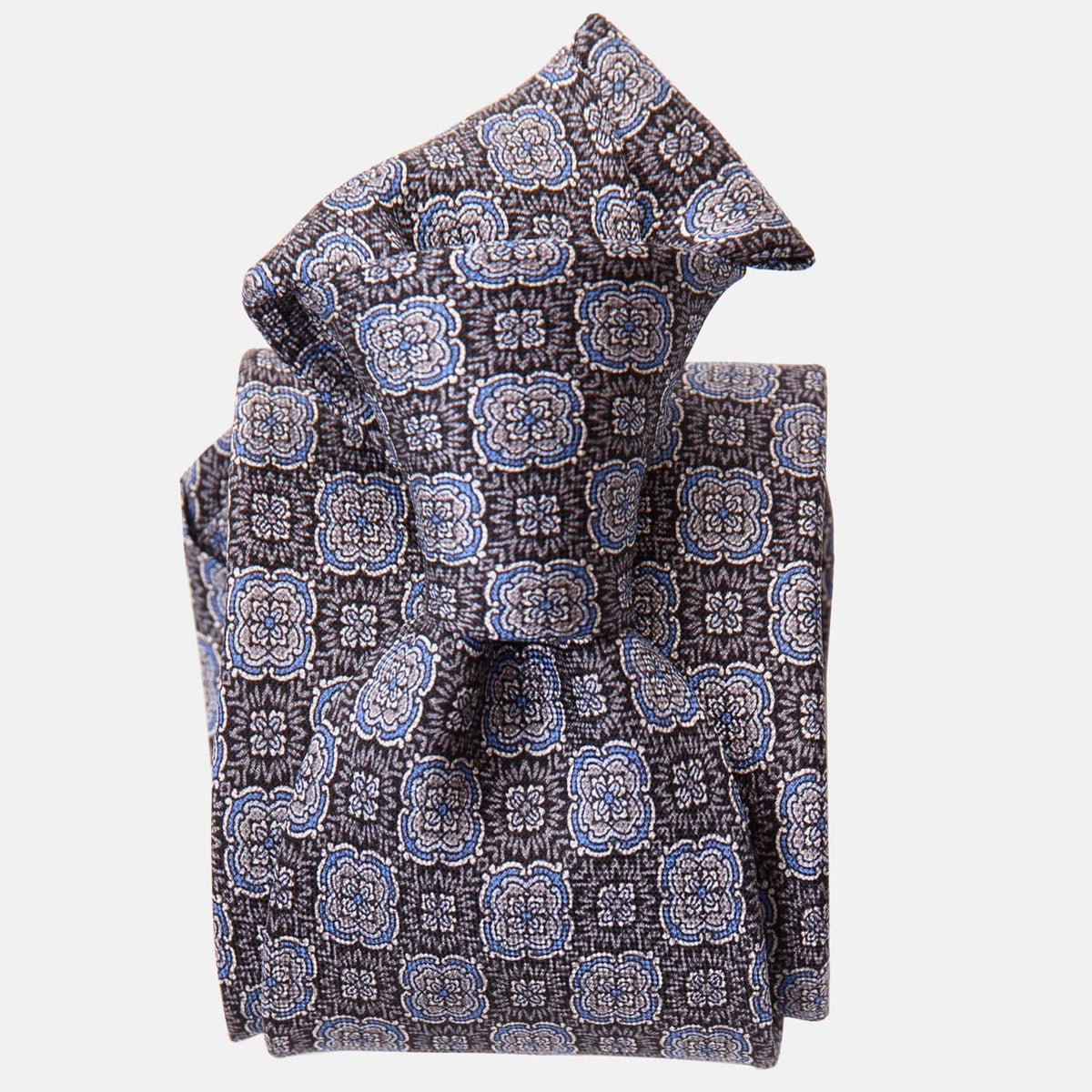 Handmade Black and Grey Italian Silk Tie