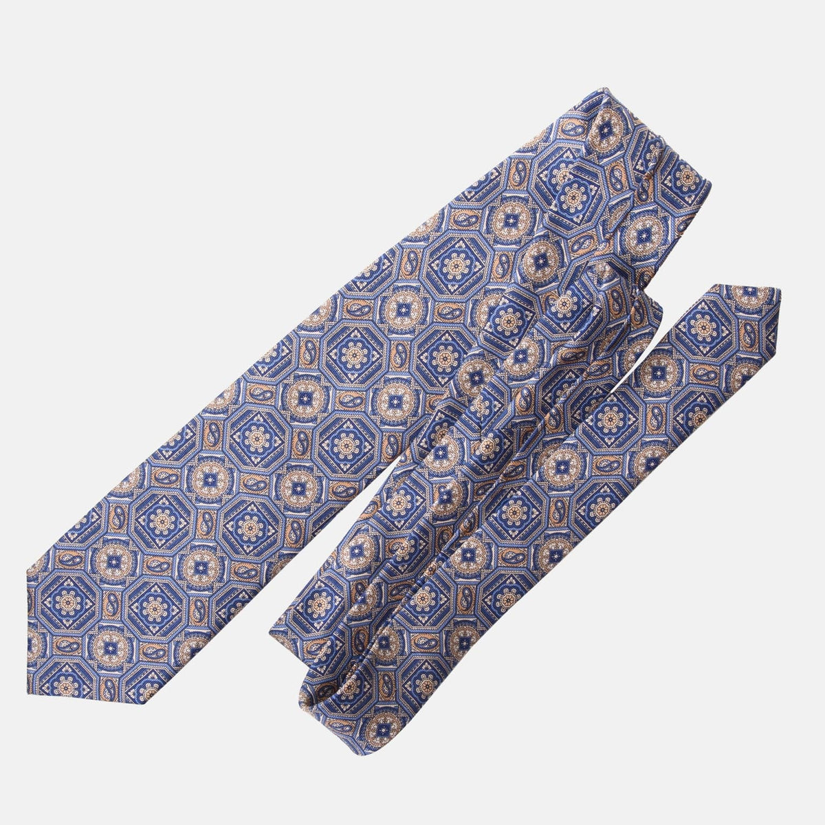 Blue and Tan Handmade Italian Silk Tie