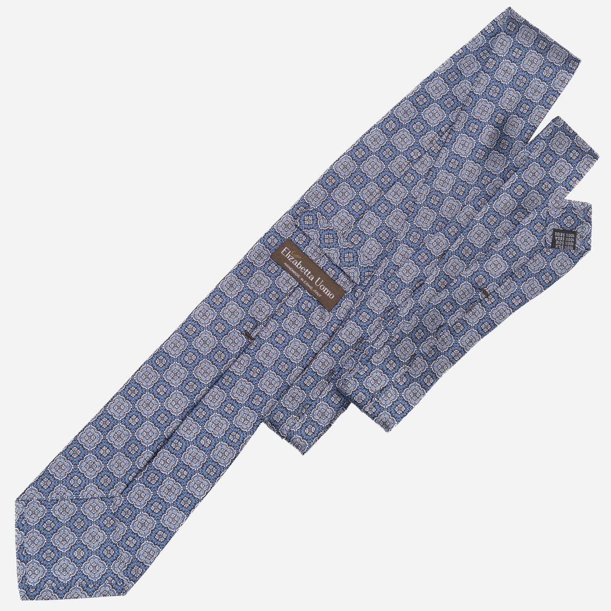 Handmade Blue Medallion Italian Silk Tie