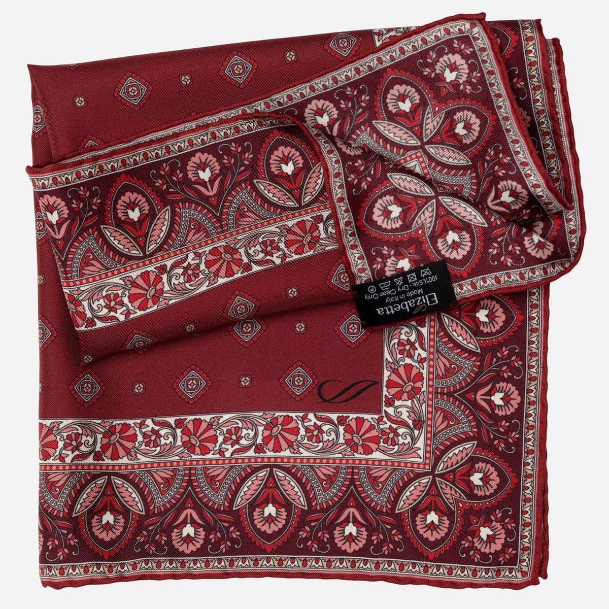 Italian Dark Red Silk Pocket Square