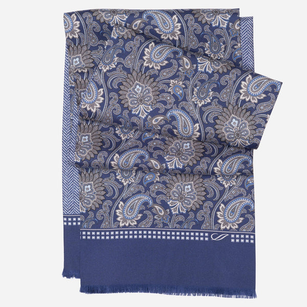 Men's Italian Navy Paisley Silk Scarf