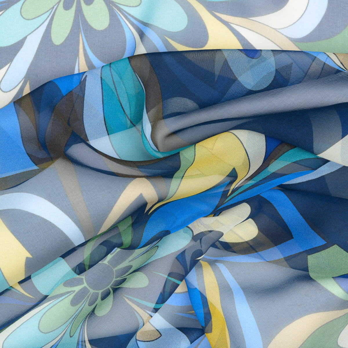Women's Blue Italian Long Silk Scarf