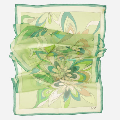 Women's Green Italian Long Silk Scarf