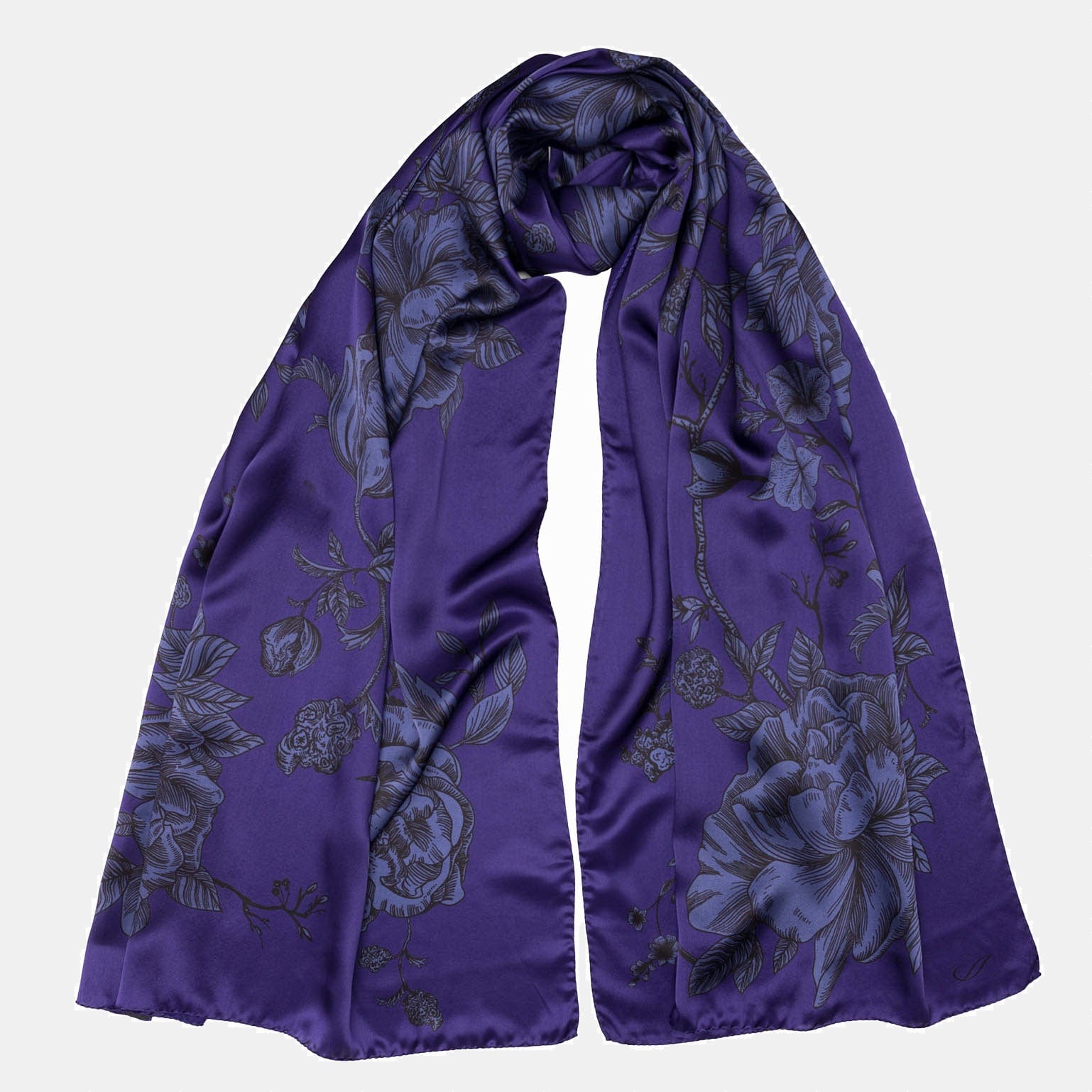 Luxury indigo blue silk evening shawl wrap