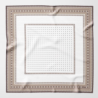 White and Brown Polka Dot Silk Neckerchief